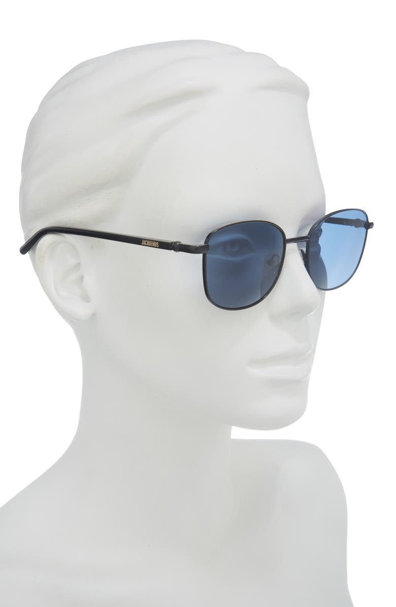 Jacquemus Aviator Sunglasses, Alternate, color, Black/ Light Gold/ Black/ Navy