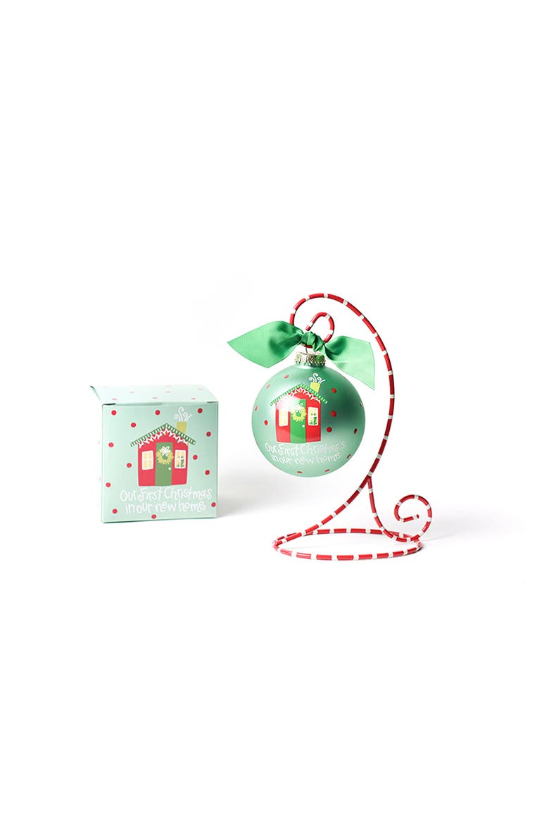 First Christmas in New Home Glass Ornament with Stand, Main, color, Blue