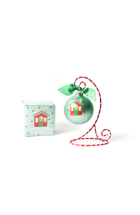 First Christmas in New Home Glass Ornament with Stand