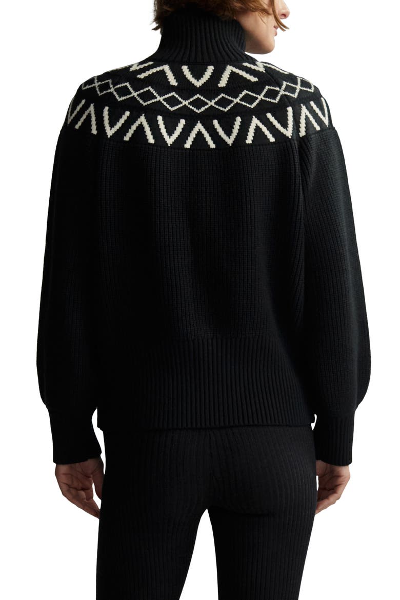 Marcie Fair Isle Mock Neck Sweater, Alternate, color, BLACK