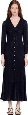 SANDRO Fancy knit maxi dress