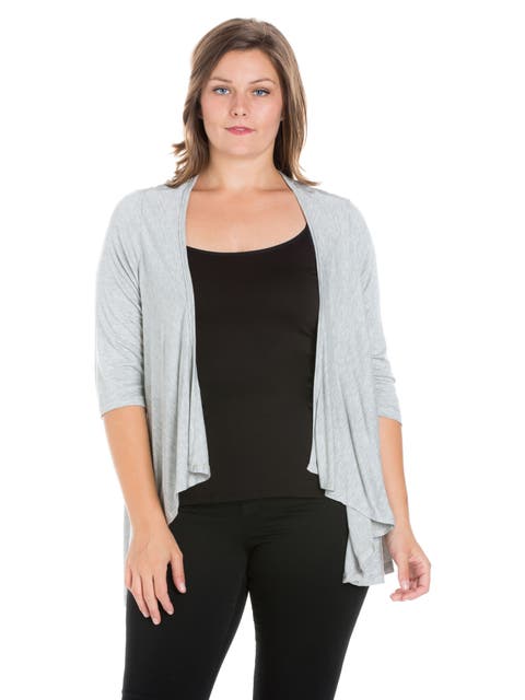 Elbow Length Sleeve Open Cardigan