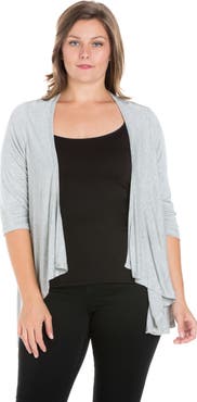 24seven Comfort Apparel Elbow Length Sleeve Open Cardigan