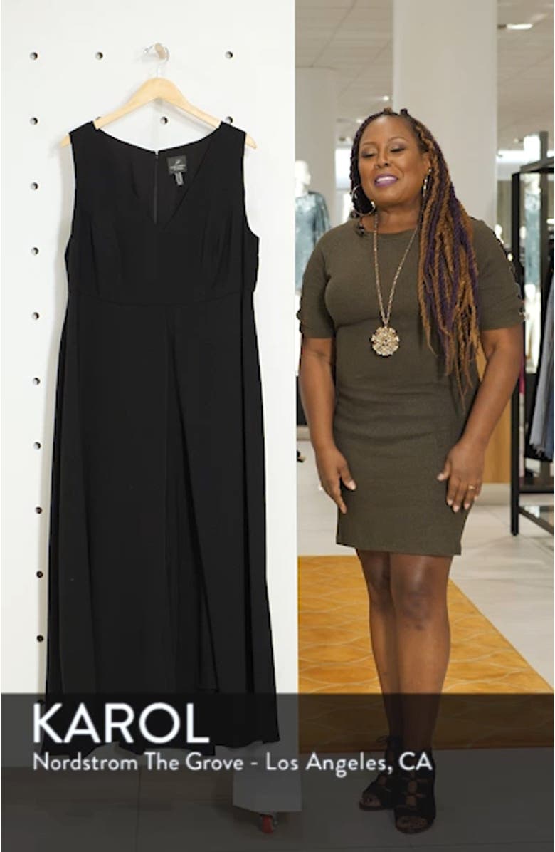 V-Neck Chiffon Overlay Jumpsuit, sales video thumbnail
