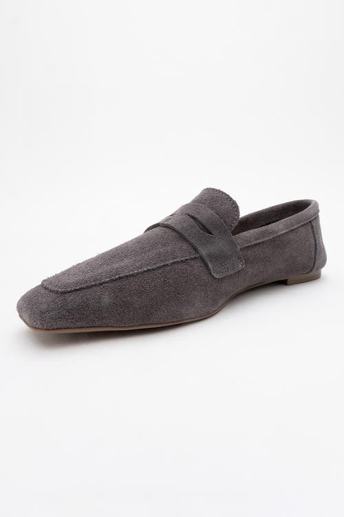 Forever & Always Shoes Morne Leather Loafers In Grey Suede Leather