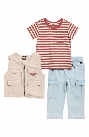 Volcom Kids' Gas Station Vest, Striped Pocket T-Shirt & Cargo Pants Set