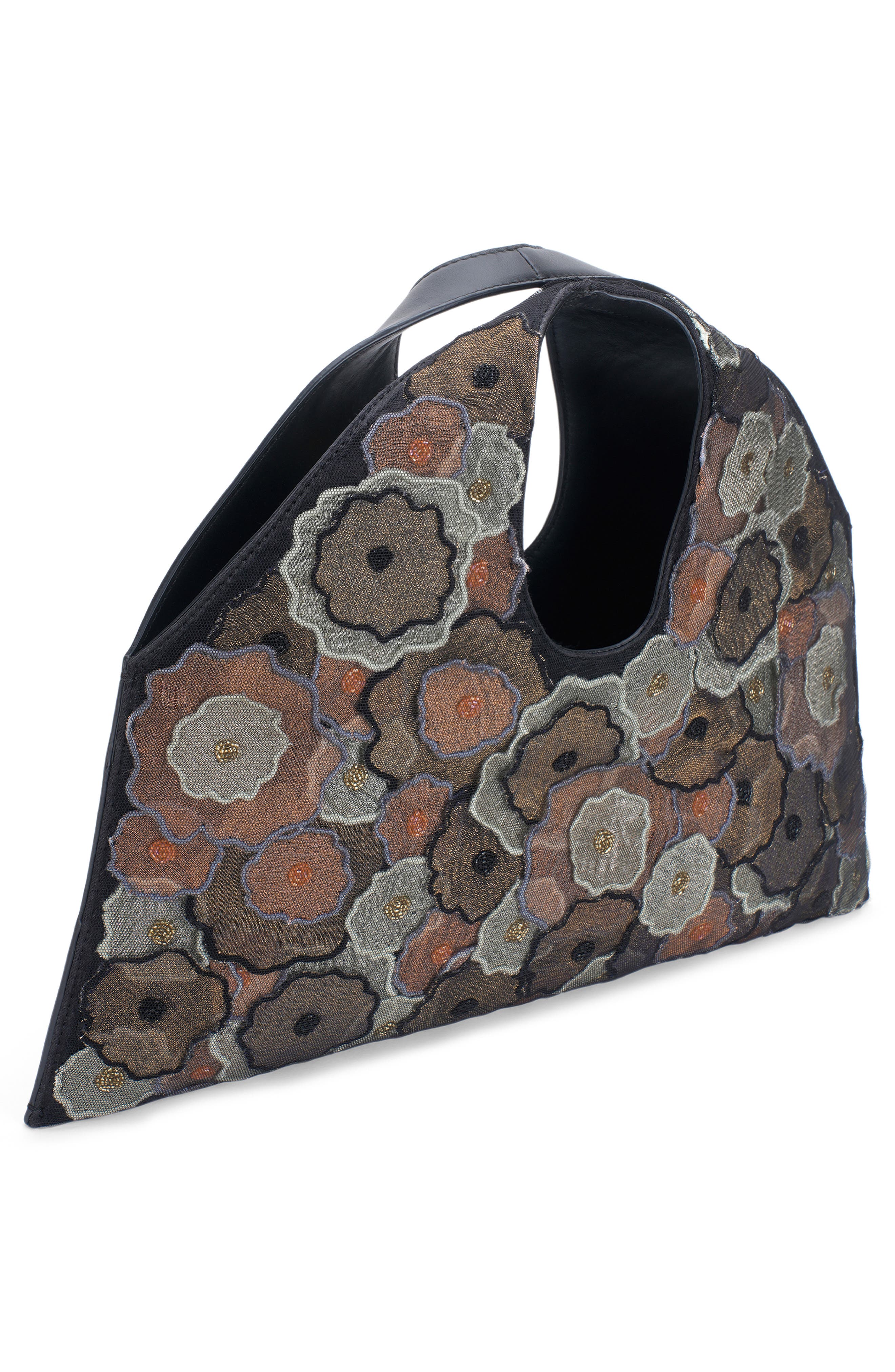 Le Sac Metallic Leather Bag, Alternate, color, BLACK FLORINA