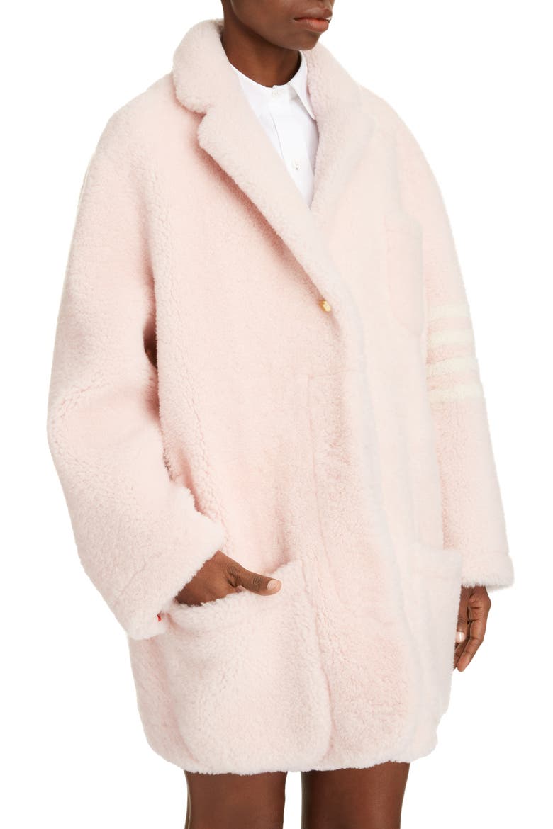 4-Bar Genuine Shearling Coat, Alternate, color, LIGHT PINK