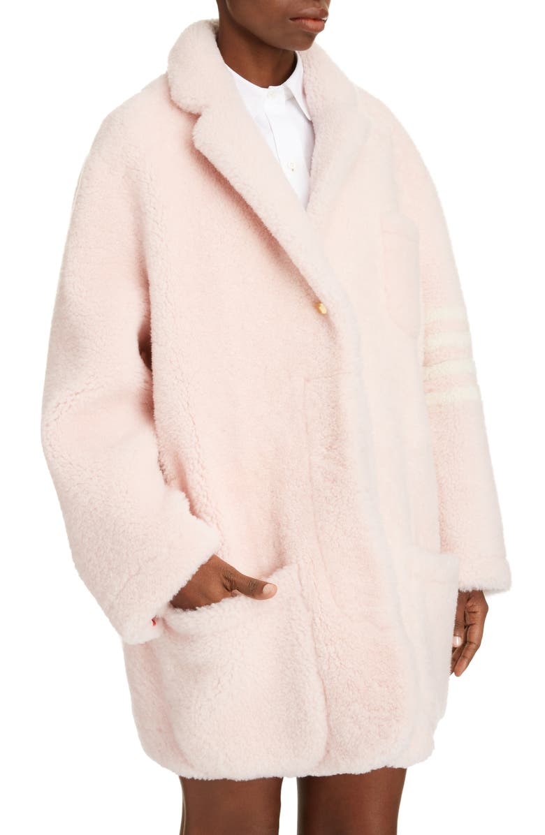 Thom Browne 4-Bar Genuine Shearling Coat, Alternate, color,