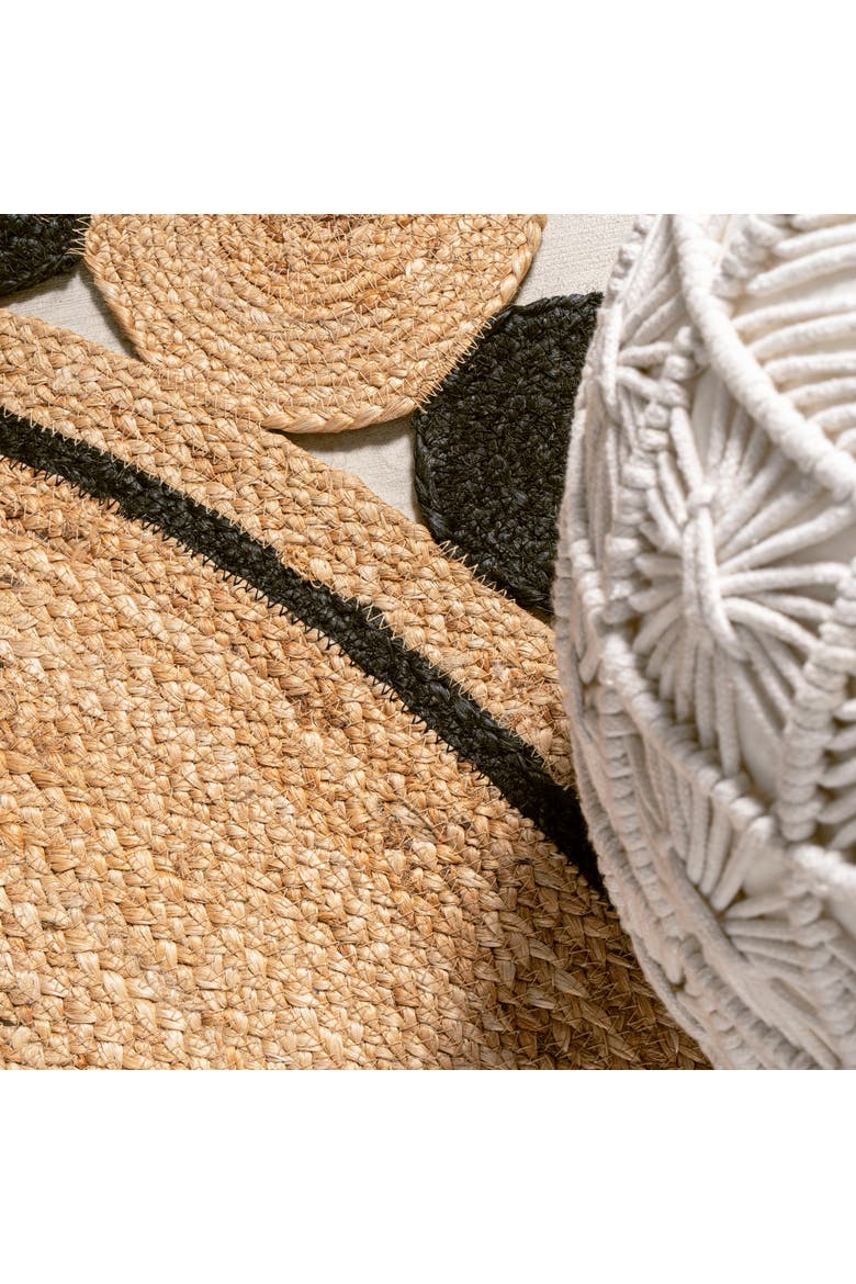 Aurora Two-Tone Jute Hippy Circle Medallion Round Area Rug, Alternate, color, Black/Natural