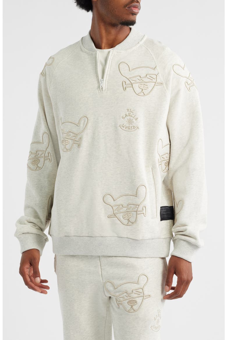 Chopped & Screwed Quarter Zip Pullover, Main, color, HEATHER OATMEAL