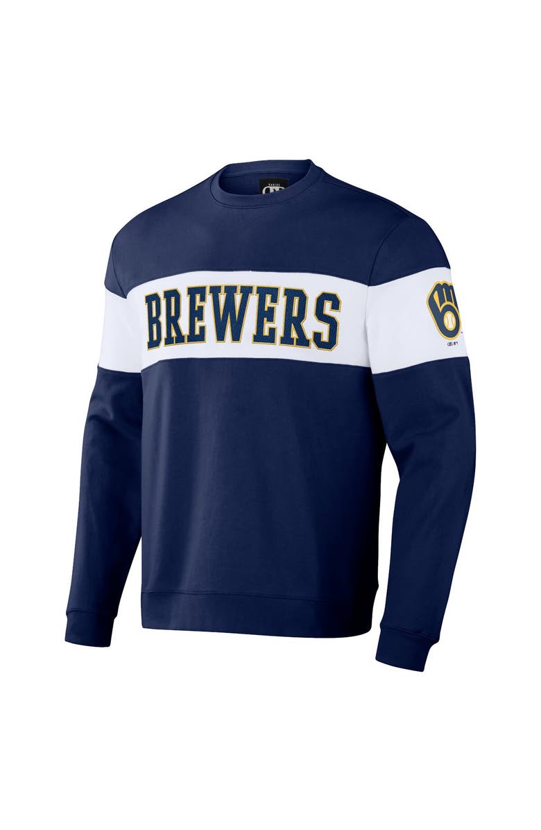 Darius Rucker Collection by Fanatics Men's Darius Rucker Collection by Fanatics Navy Milwaukee Brewers Stripe Pullover Sweatshirt, Alternate, color, Navy