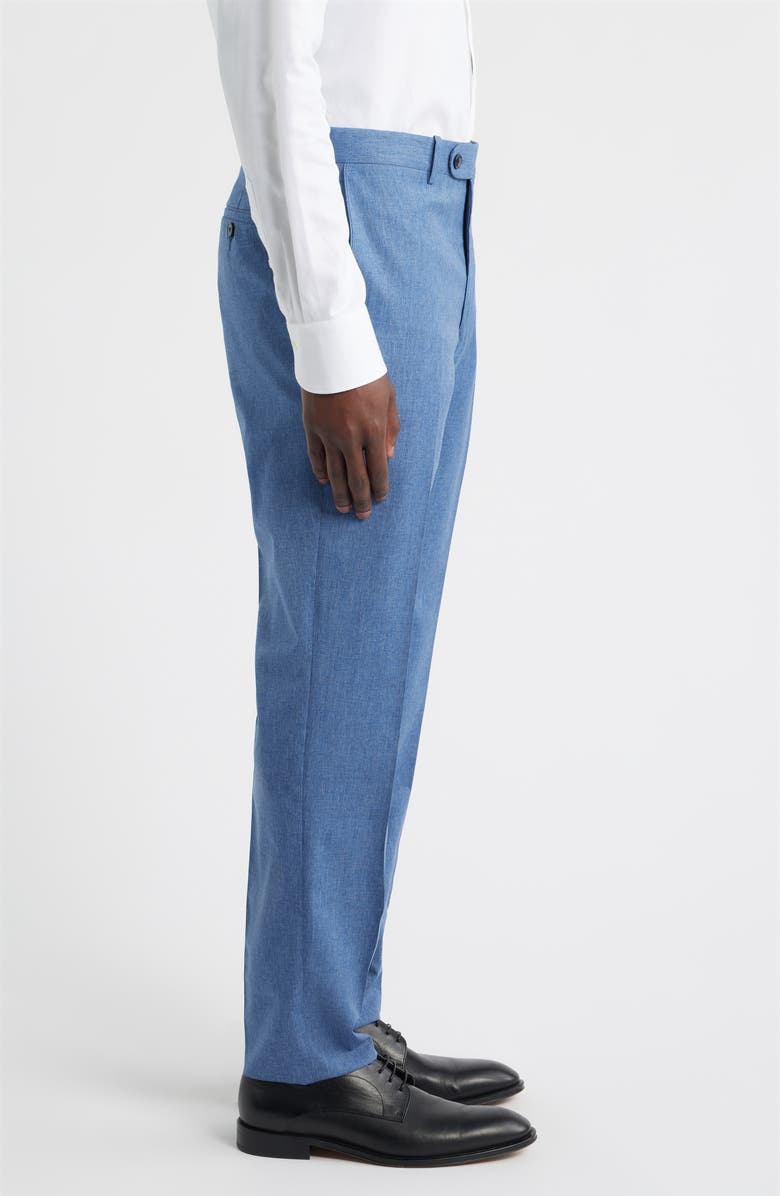 Peter Millar Harker Flat Front Light Blue Wool & Cotton Mélange Dress Pants, Alternate, color, 