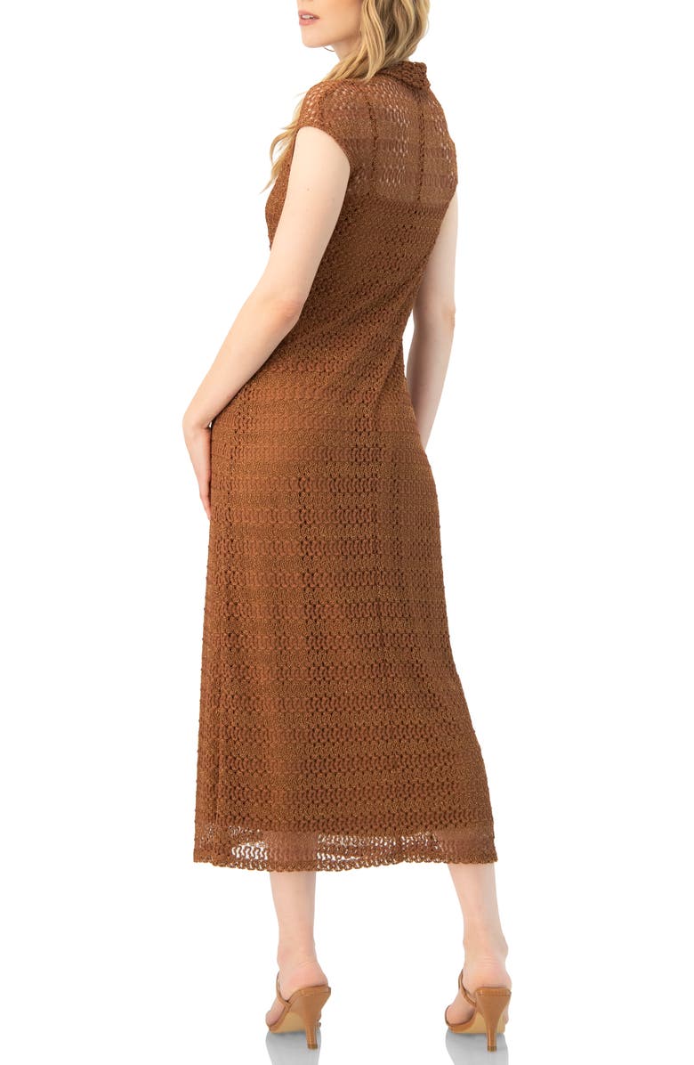 IVONNE Long Knitted Off-Shoulder Dress, Alternate, color, Brown