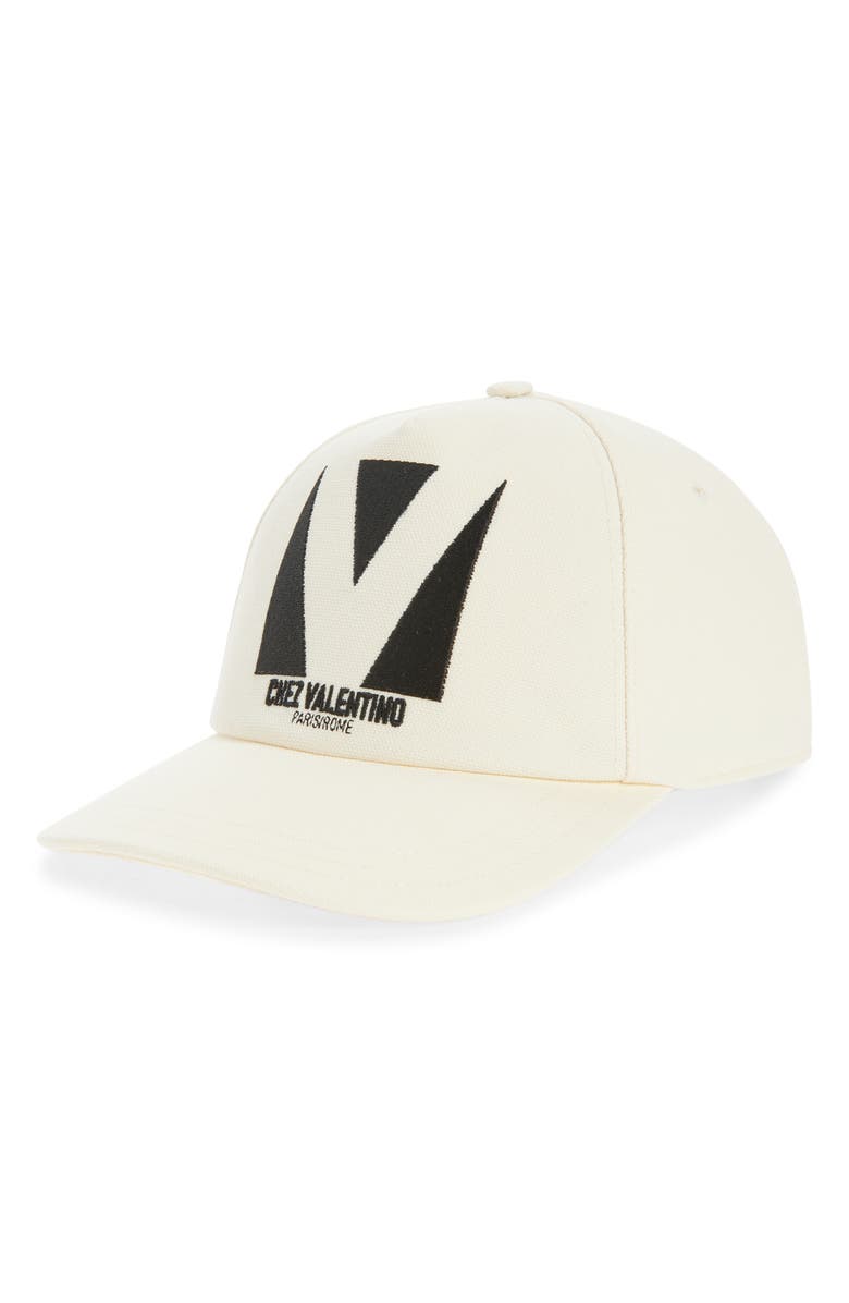 Valentino Garavani Chez Valentino Baseball Cap, Main, color, Ivory/ Black
