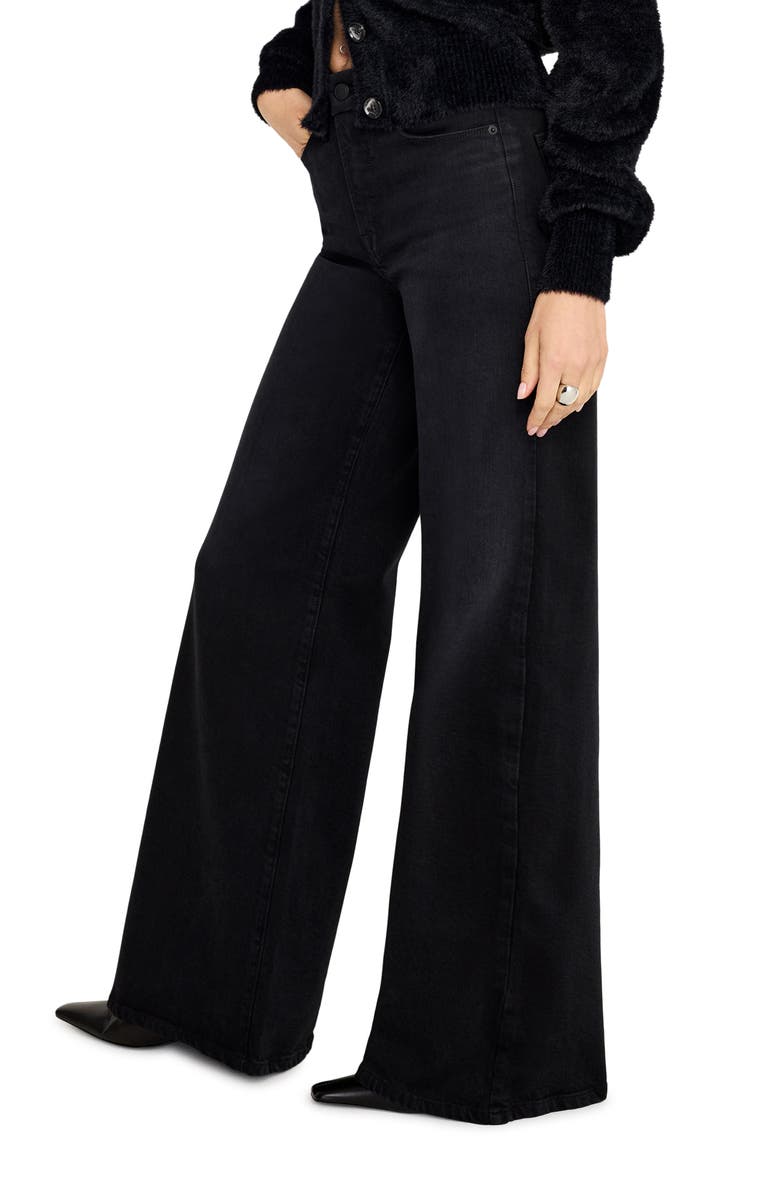 Good American SoftTech Good Waist High Waist Palazzo Jeans, Alternate, color, Black344