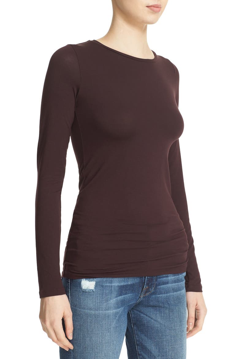 Long Sleeve Crewneck Top, Alternate, color, AUBERGINE