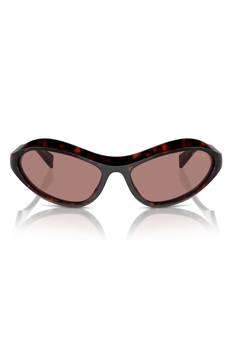 Prada 61mm Oval Sunglasses, Alternate, color, Lite Brown
