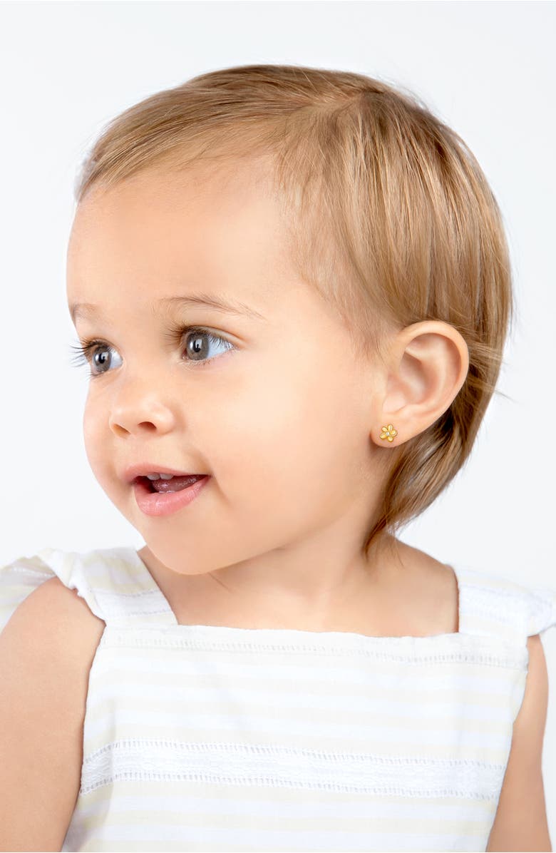 Tiny Blessings 14K Gold Forget Me Not Flower Studs Screw Back Earrings, Alternate, color, 14K Yellow Gold