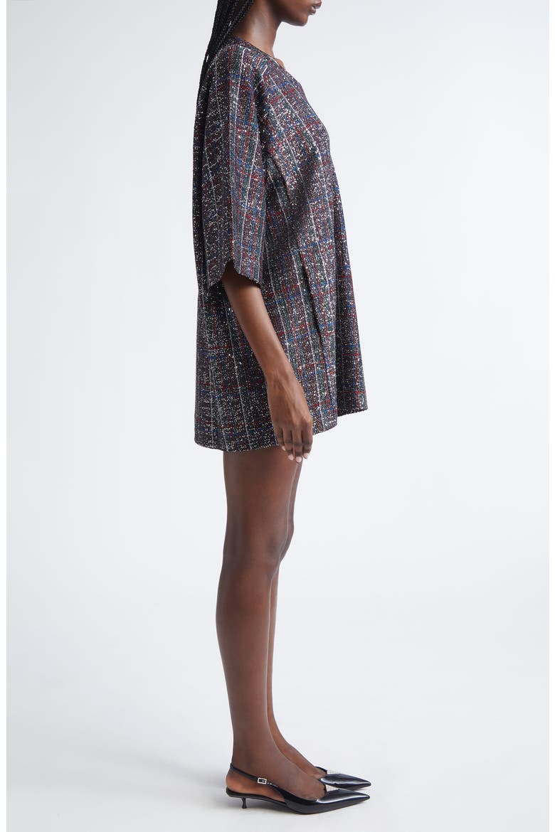Sequin Plaid Knit Minidress, Alternate, color, BLACK RED BLUE
