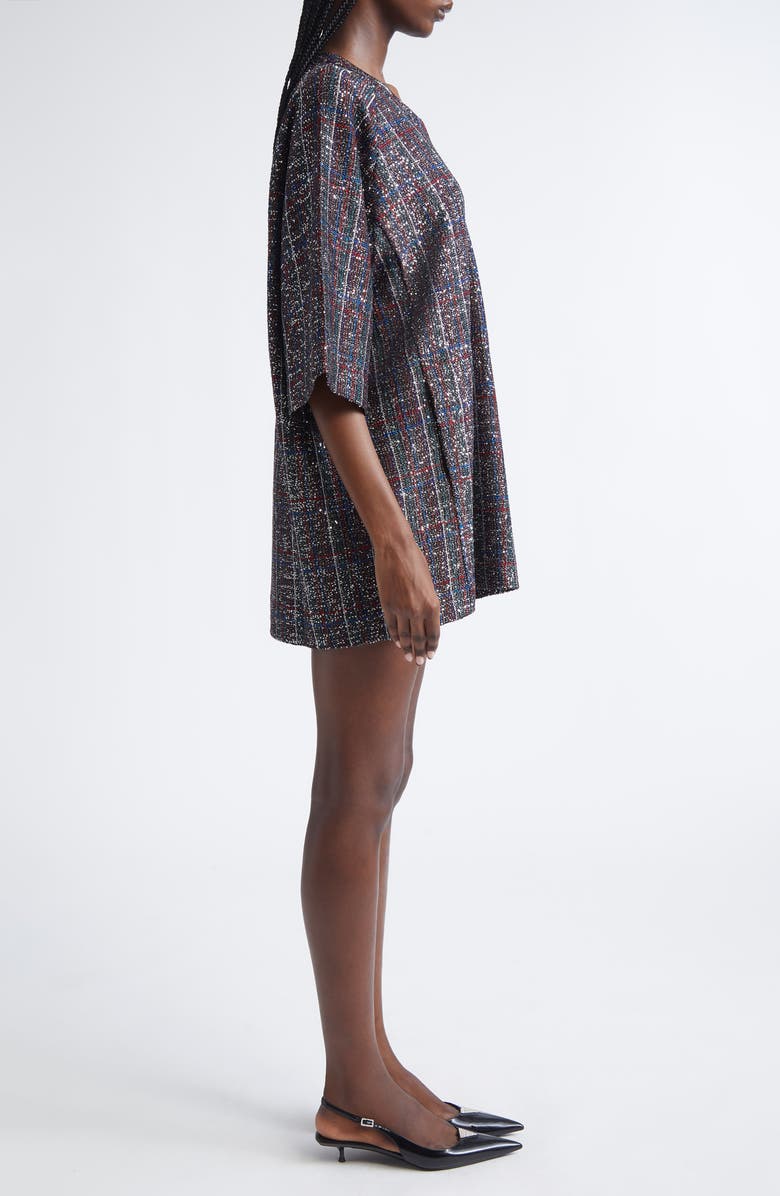 Missoni Sequin Plaid Knit Minidress, Alternate, color, Black Red Blue