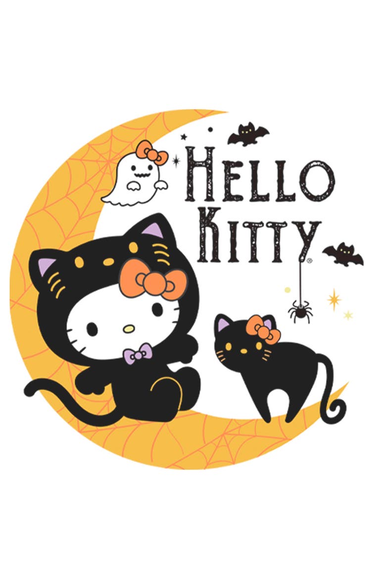 Men's Halloween Black Cat and Moon T-Shirt, Alternate, color, White