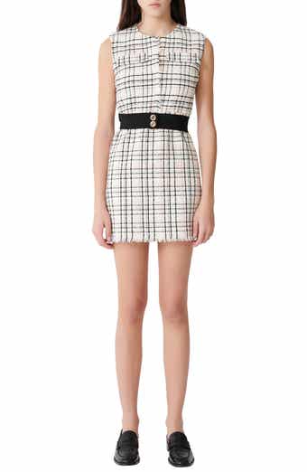 maje Rianey Cotton Blend Tweed Sleeveless Dress