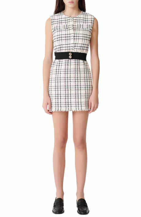maje Rianey Cotton Blend Tweed Sleeveless Dress