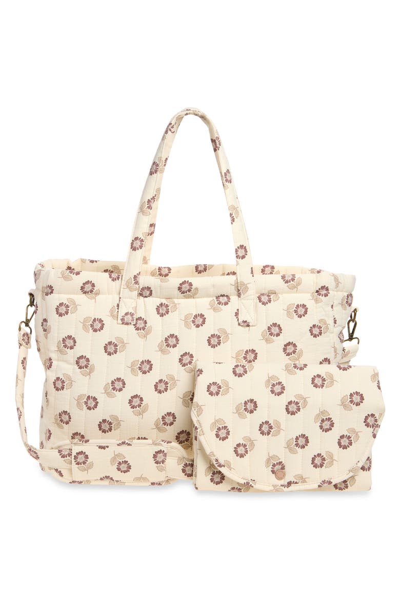 Floral Diaper Bag & Changing Pad Set, Alternate, color, NATURAL