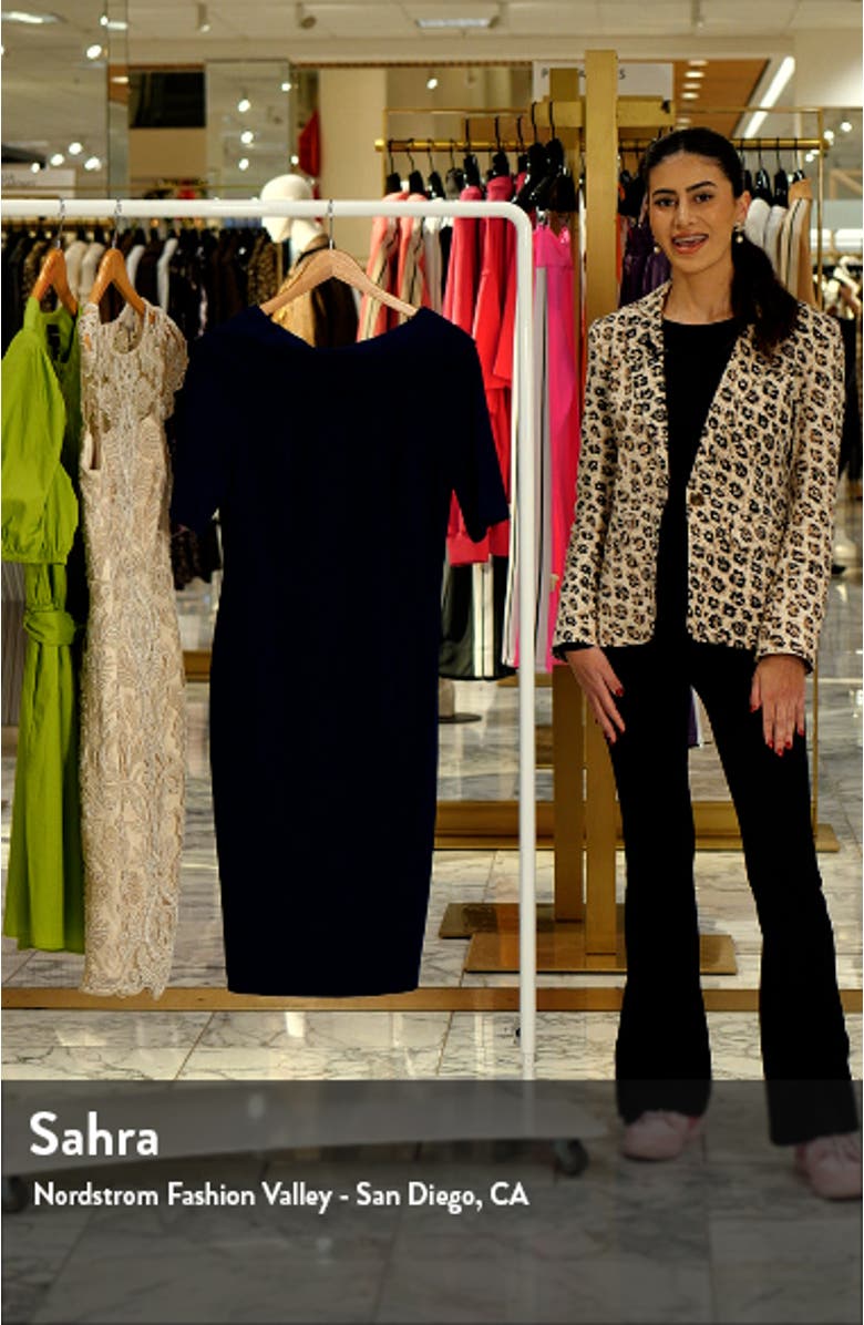 Foldover Neck V-Back Sheath Dress, sales video thumbnail