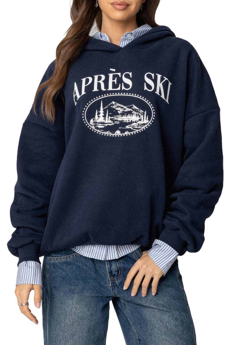 Après Ski Graphic Hoodie, Main, color, NAVY