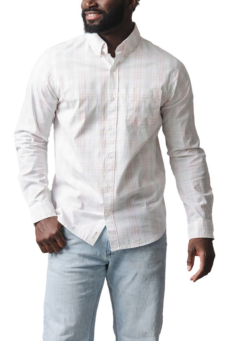 Organic Stretch Poplin Button Down Shirt, Main, color, Chateau Plaid