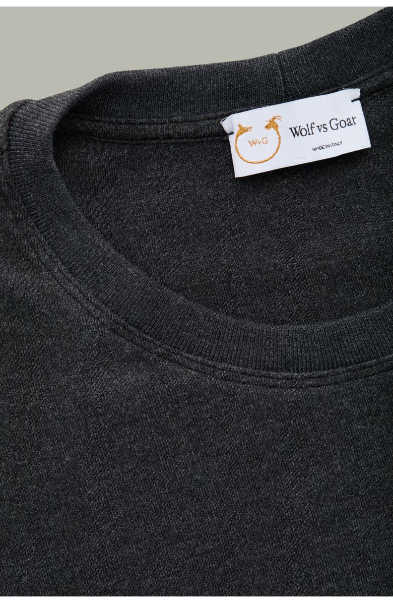 Wolf Vs. Goat (WvG) Heavyweight Viscose Interlock Long Sleeve Crewneck, Alternate, color, Black