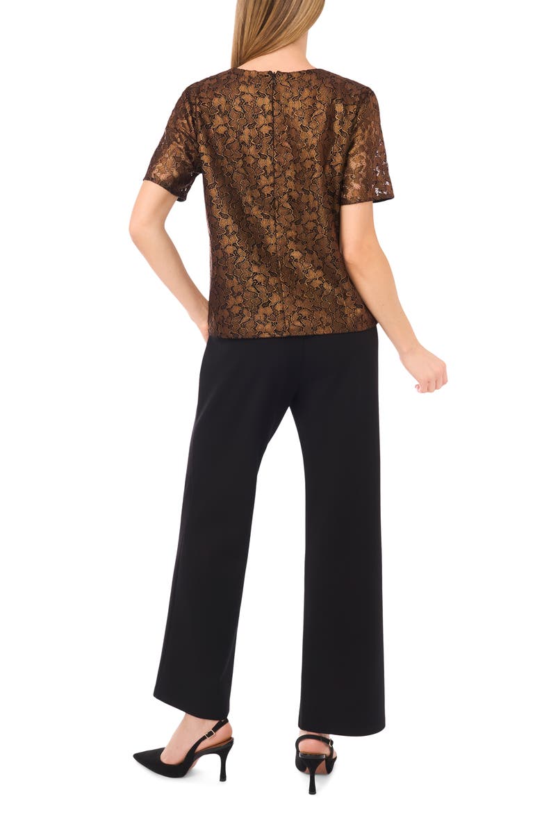 Lace Short Sleeve Top, Alternate, color, BRONZE