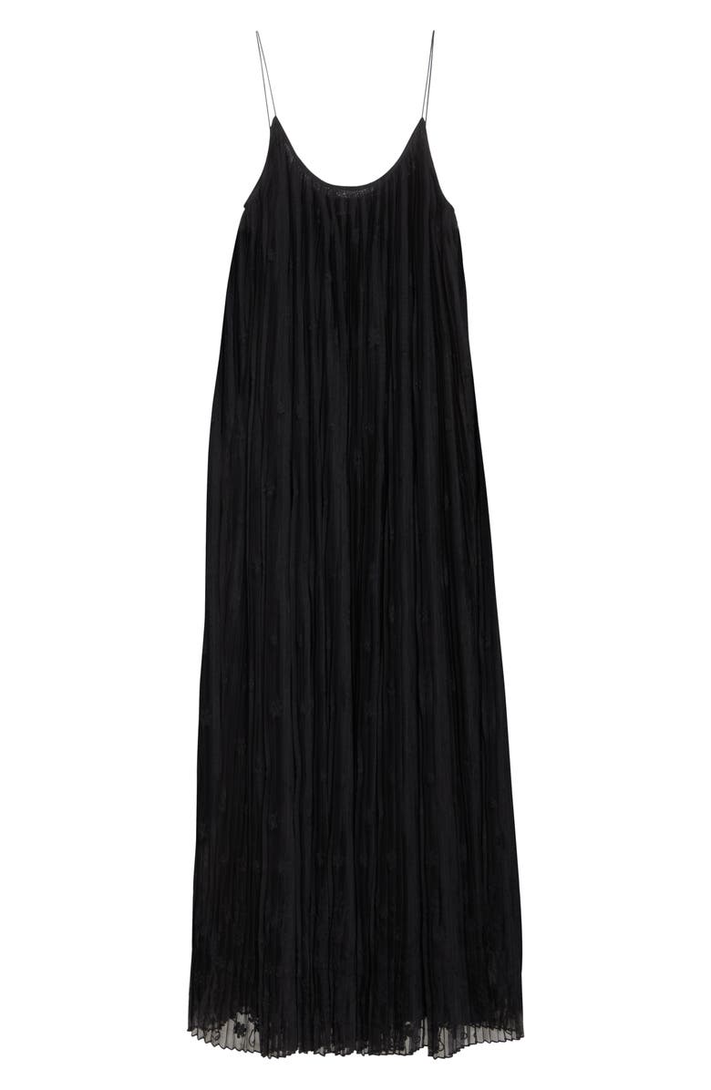 TOTEME Floral Plissé Tulle Maxi Dress, Alternate, color, Black