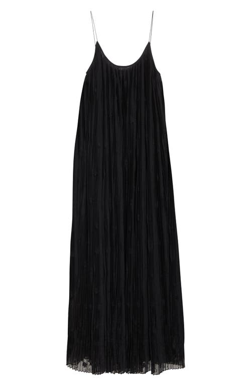 Totême Toteme Floral Plissé Tulle Maxi Dress In Black
