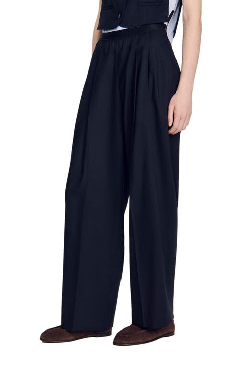 Striped wool trousers