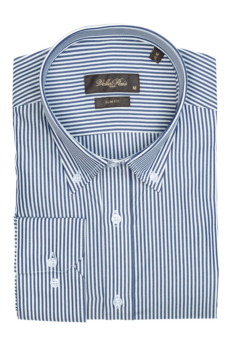 Cosmos Slim Fit Cotton Dress Shirt, Alternate, color, NAVY BLUE
