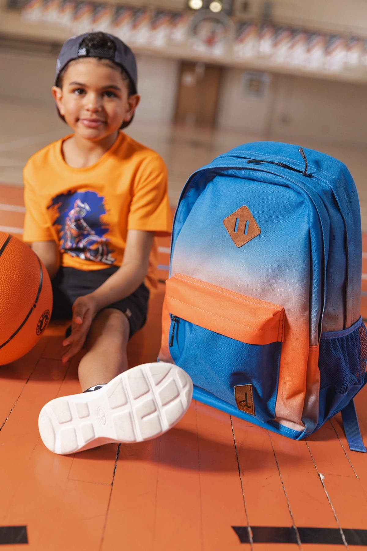 Deux par Deux Gradient Practical Durable Spacious Backpack, Alternate, color, Beige Blue And Orange Gradient