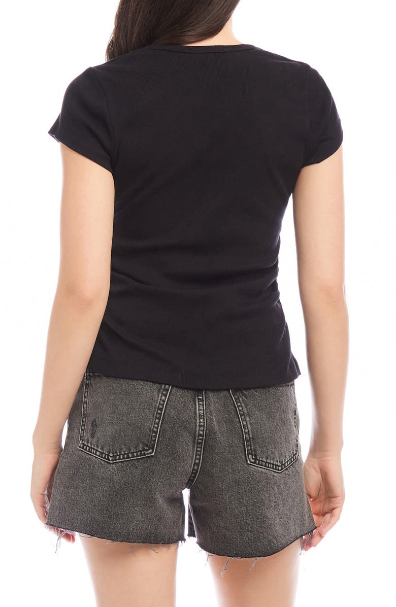 FIFTEEN TWENTY Lorna Cap Sleeve Stretch Cotton & Modal Rib Top, Alternate, color, Black