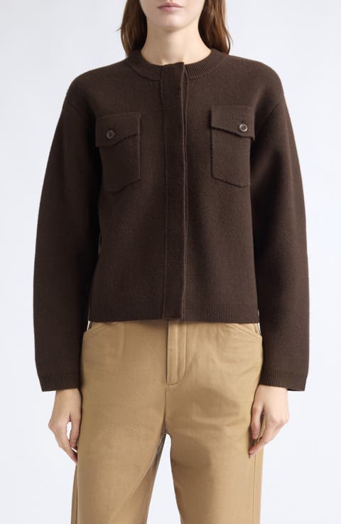 Patch Pocket Cardigan Sweater Jacket