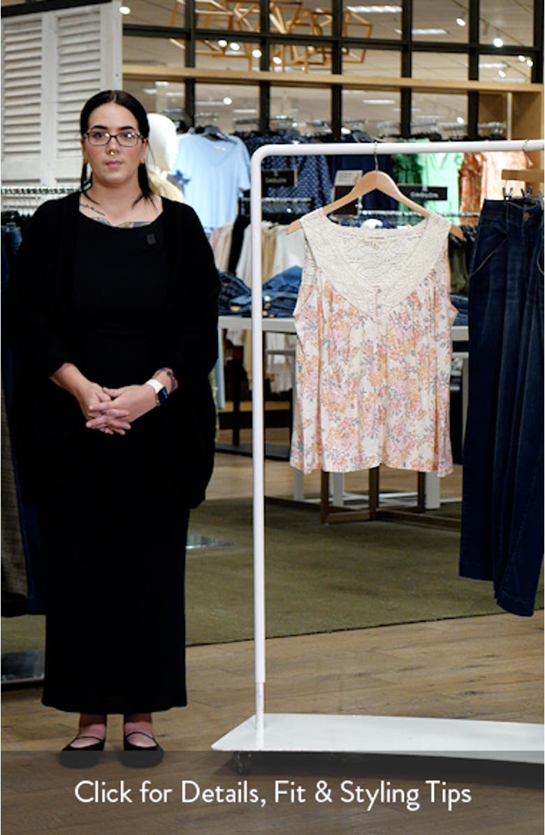 Floral Lace Trim Sleeveless Top, sales video thumbnail