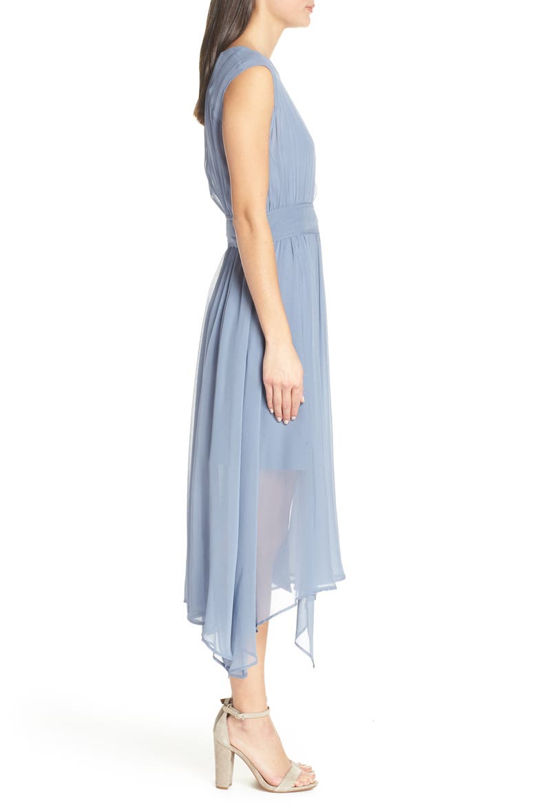 D-Ring Chiffon Midi Dress, Alternate, color, BLUE