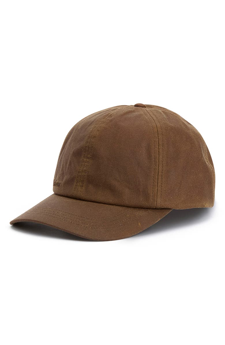 Barbour Adjustable 6-Panel Waxed Cotton Baseball Cap, Alternate, color, Tan