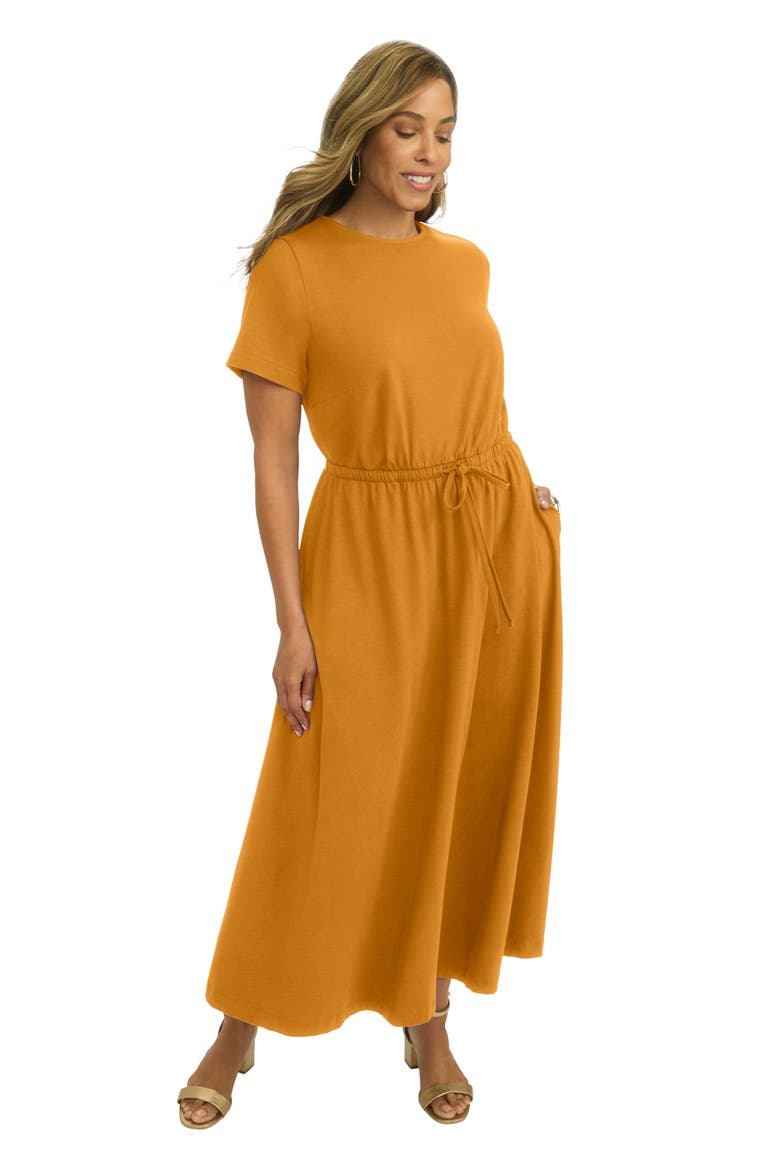 Stretch Cotton Drawstring Maxi Dress, Main, color, RICH GOLD