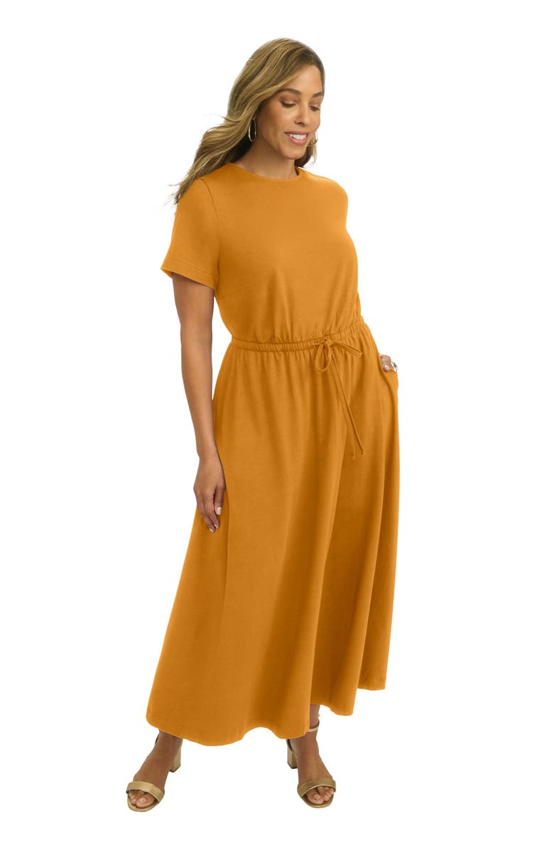 Jessica London Drawstring Maxi Dress, Main, color, Rich Gold