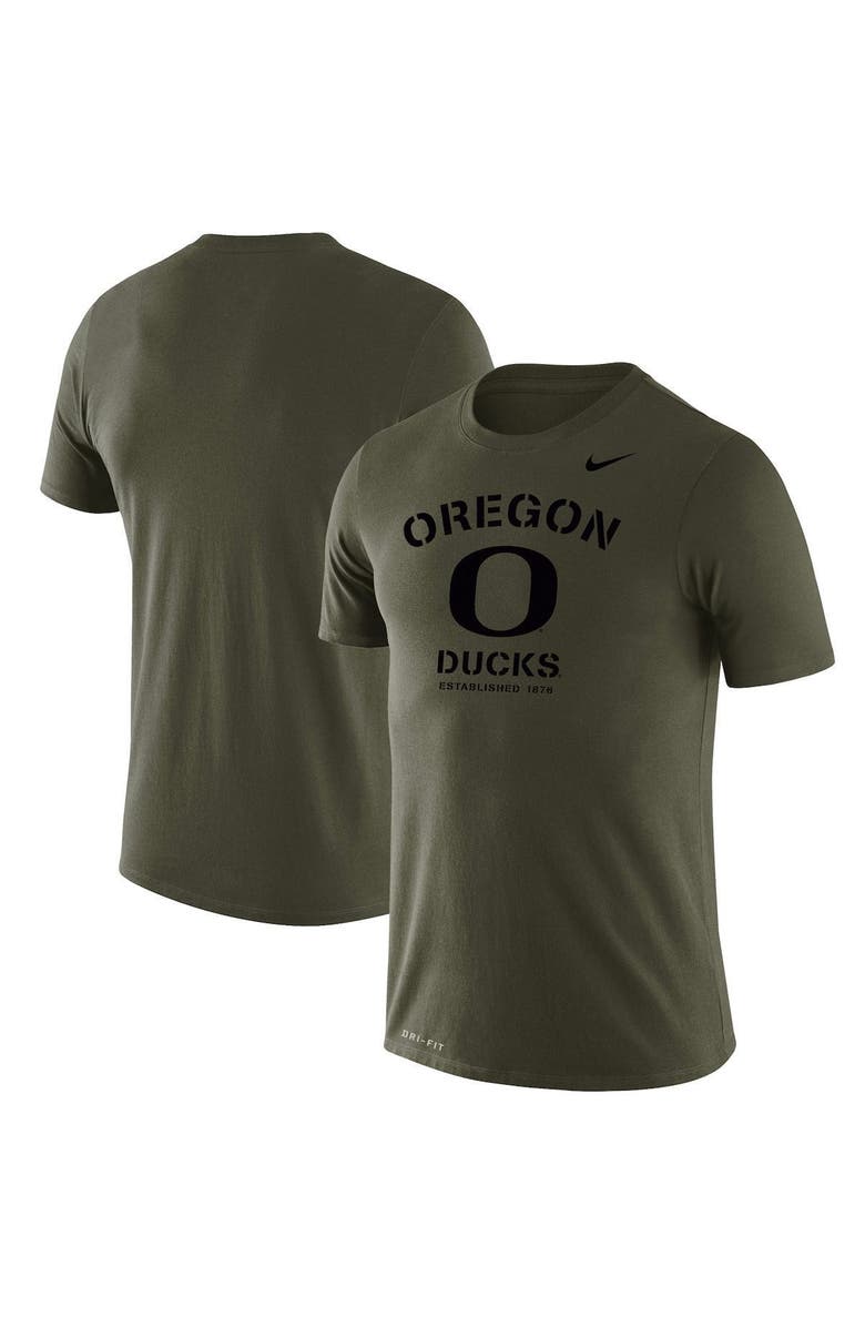 Nike Men's Nike Olive Oregon Ducks Stencil Arch Performance T-Shirt, Main, color,