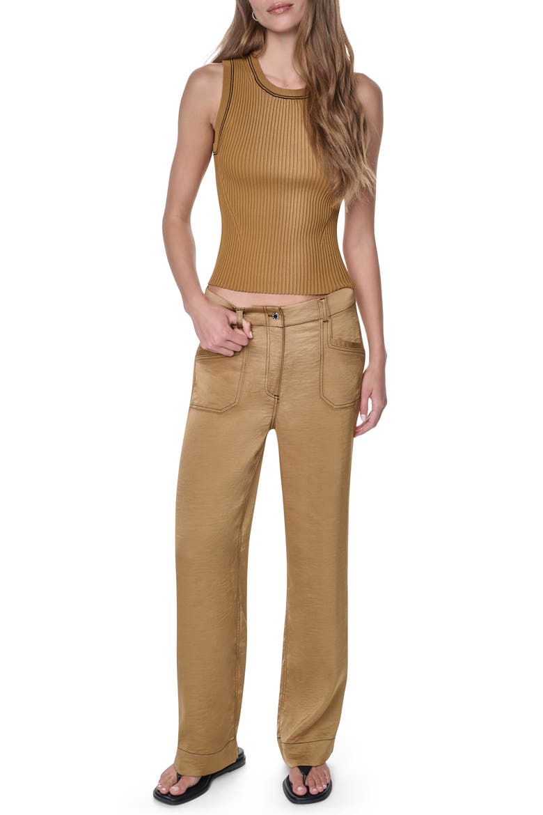 Contrast Stitch Straight Leg Pants, Alternate, color, DUNE