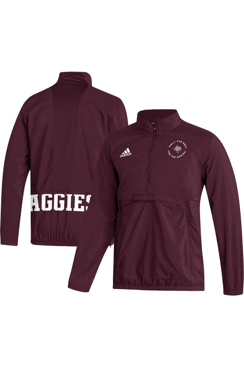 Men's adidas Maroon Texas A&M Aggies AEROREADY Half-Zip Jacket, Main, color, Maroon