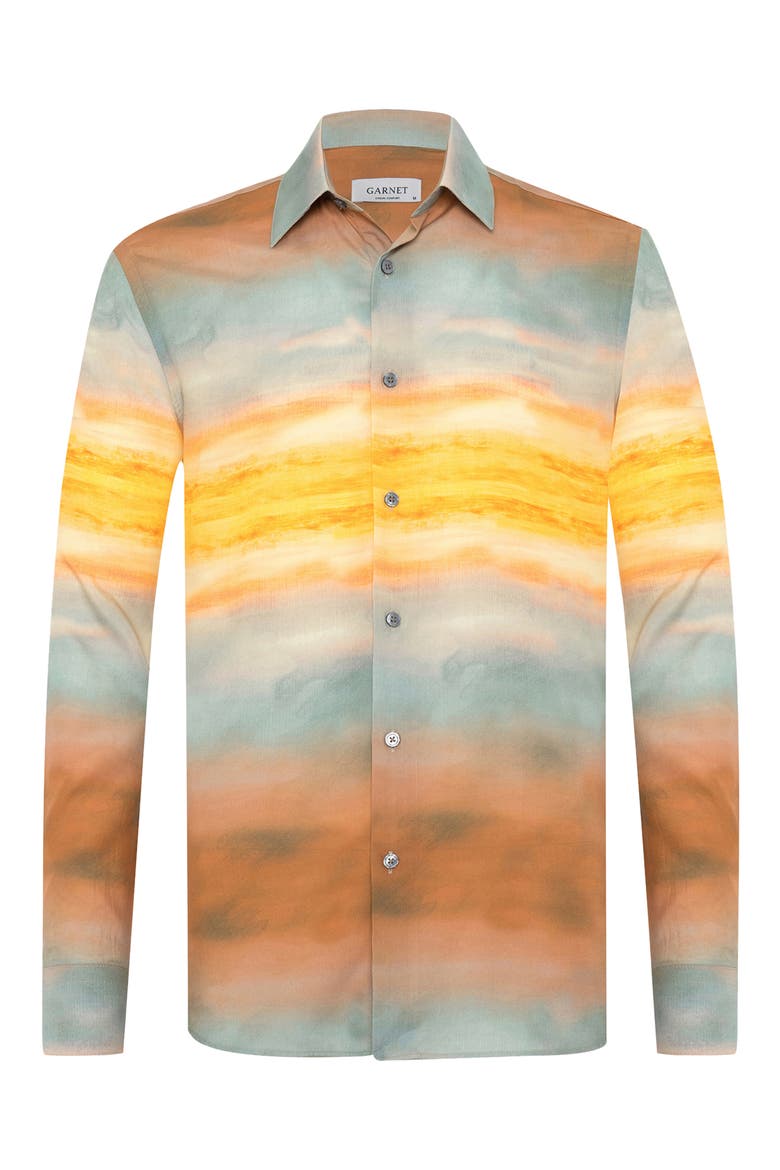 Horizon Fade Print Lyocell Shirt, Alternate, color, RUST